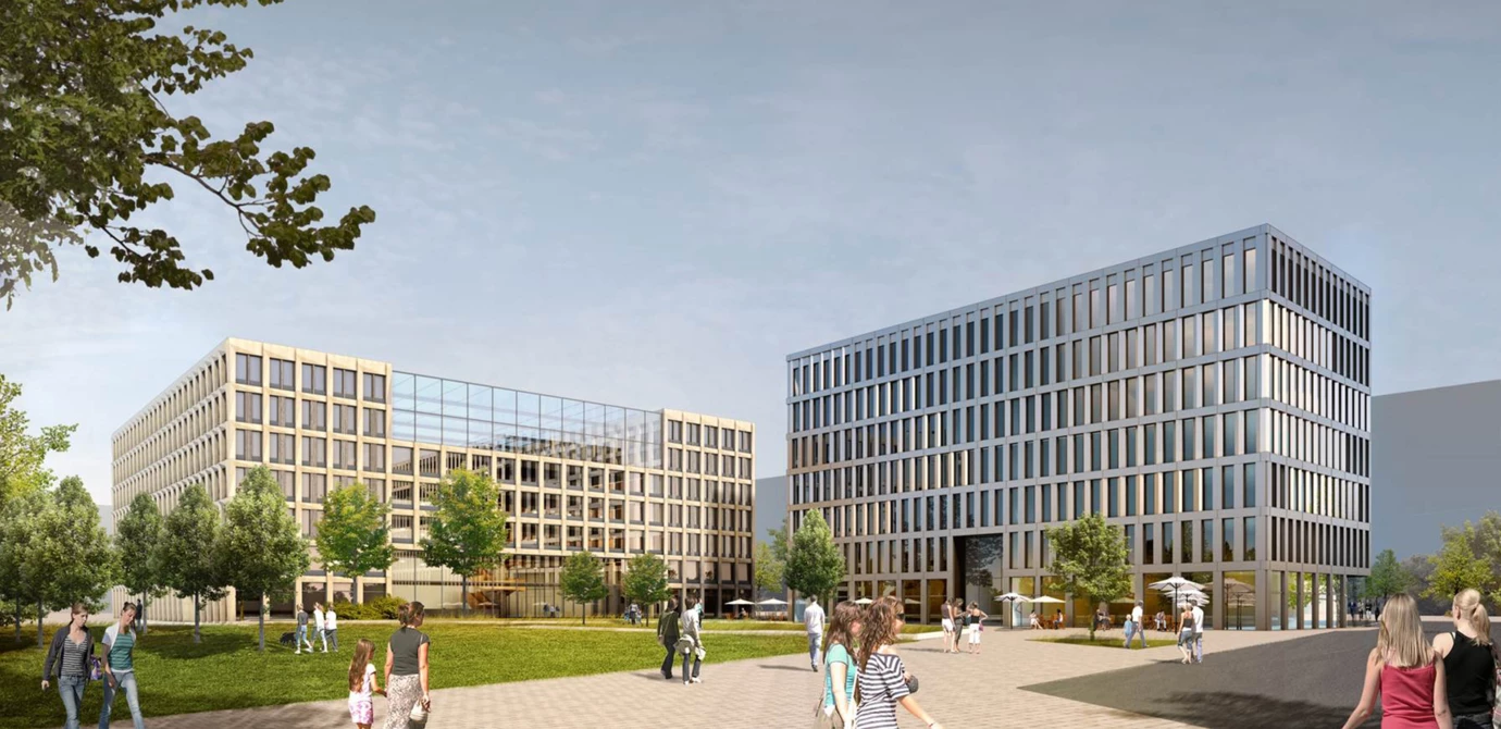 Am Berliner Südkreuz entsteht ein völlig neuer Stadtplatz mit Büro- und Geschäftsgebäuden in innovativer Holz-Hybridbauweise. Am Berliner Südkreuz entsteht ein völlig neuer Stadtplatz mit Büro- und Geschäftsgebäuden in innovativer Holz-Hybridbauweise.